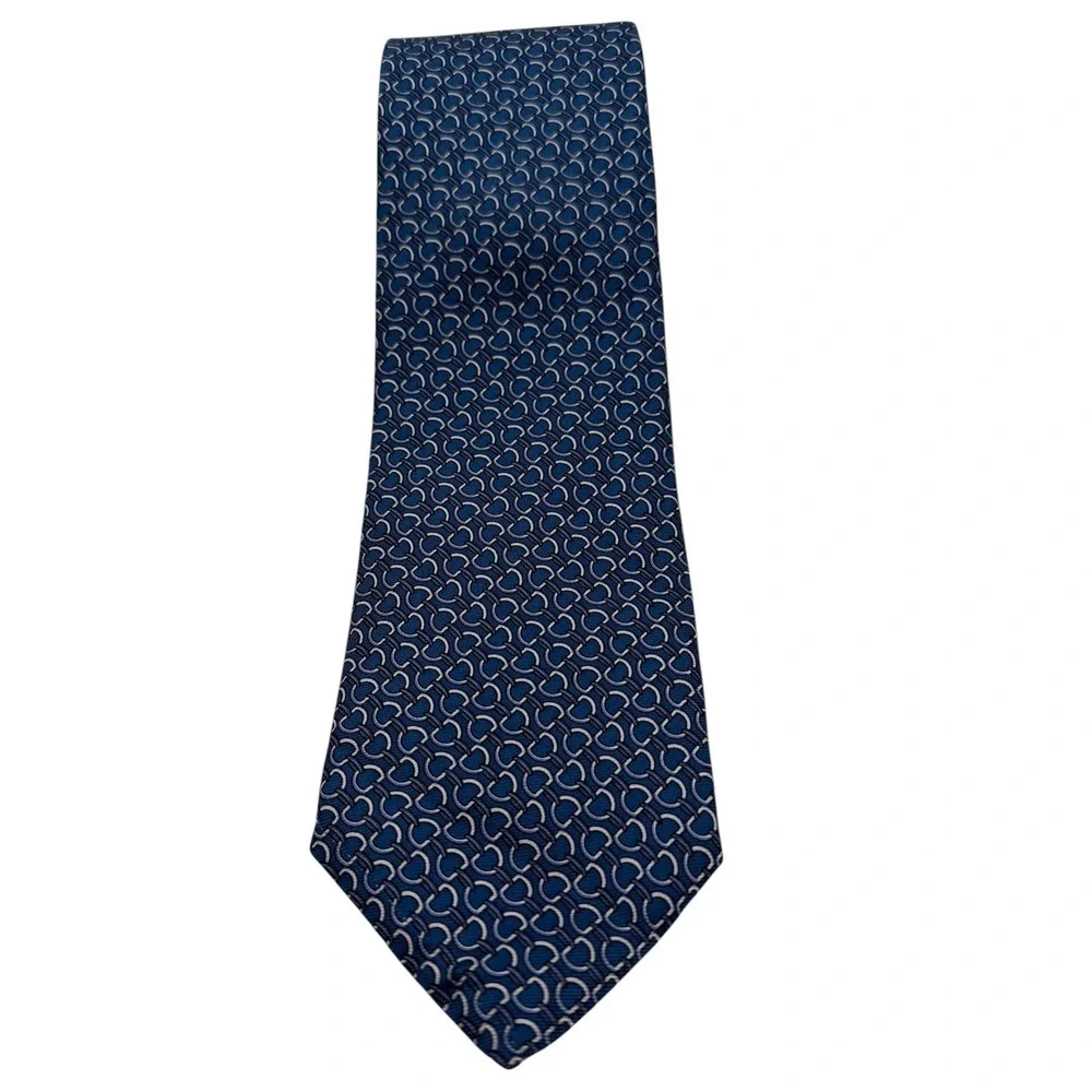 Brooks Brothers Mens Blue Geometric Link Silk Tie Made in USA (TA29) NWTs